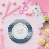 Elegante marine en witte strepen eerste communie papieren bordje (Feest)