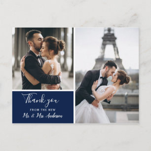 Elegante marine fotocollage   Blank bedankt Briefkaart