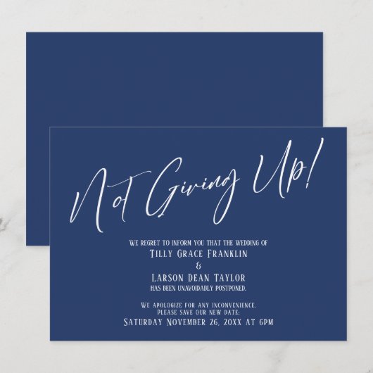 Elegante marine geeft niet op! Trouwvertraging Kaart (Voorkant / Achterkant)