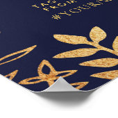 Elegante Marine & Goud Bloemen Bruiloft Welkom Poster (Hoek)