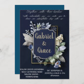 ELEGANTE MARINE GOUD KLASSIEKE BRUILOFT UITNODIGIN KAART (Voorkant / Achterkant)