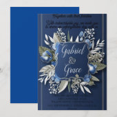 ELEGANTE MARINE GOUD KLASSIEKE BRUILOFT UITNODIGIN KAART (Voorkant / Achterkant)