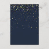 Elegante Marine & Goud Vallende Sterren Bruiloft D Informatiekaartje (Achterkant)