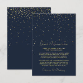 Elegante Marine & Goud Vallende Sterren Bruiloft D Informatiekaartje
