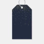 Elegante marine & goud vallende sterren bruiloft g cadeaulabel (Achterkant)