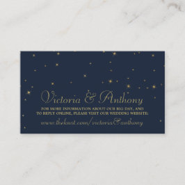 Elegante Marine & Goud Vallende Sterren Bruiloft W Informatiekaartje