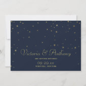 Elegante Marine & Goud Vallende Sterren Sla de Dat Save The Date (Voorkant)