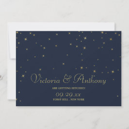 Elegante Marine & Goud Vallende Sterren Sla de Dat Save The Date