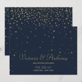 Elegante Marine & Goud Vallende Sterren Sla de Dat Save The Date