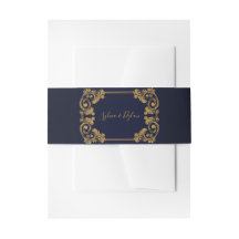 Elegante Marine & Gouden Bruiloft Belly Bands