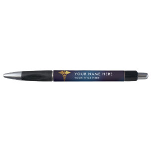 Elegante marine gouden caduceus medische dokter pen