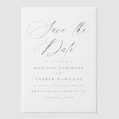 Elegante marine kalligrafie bruiloft Save the Date Vellum Uitnodigingen (Voorkant)