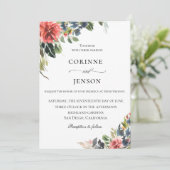 Elegante Marine Koraal Botanische Bruiloft Kaart (Staand voorkant)