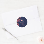 Elegante Marine & Koraal Kant Bruiloft Stickers (Envelop)