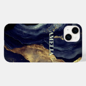 Elegante marine marmer kunst faux gouden glitter Case-Mate iPhone case (Achterkant (horizontaal))