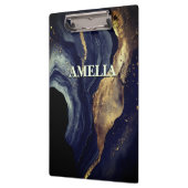 Elegante marine marmer kunst faux gouden glitter klembord (Links)