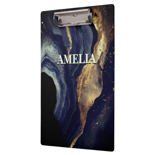 Elegante marine marmer kunst faux gouden glitter klembord (Links)