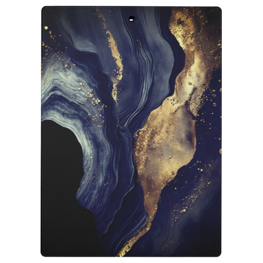 Elegante marine marmer kunst faux gouden glitter klembord (Achterkant)