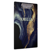 Elegante marine marmer kunst faux gouden glitter klembord (Rechts)