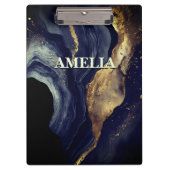 Elegante marine marmer kunst faux gouden glitter klembord (Voorkant)