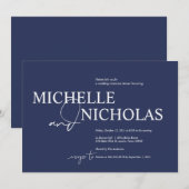 Elegante Marine Minimalisme bruiloft repetitie din Kaart (Voorkant / Achterkant)