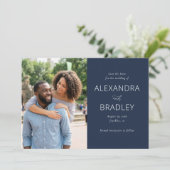 Elegante Marine Moderne Foto Save The Date (Staand voorkant)