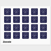 Elegante Marine Monogram Bruiloft Favor Labels (Vel)