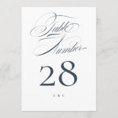 Elegante Marine op Witte Huwelijk 5 x 7 Tafelnumme Kaart (Achterkant)