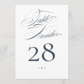 Elegante Marine op Witte Huwelijk 5 x 7 Tafelnumme Kaart (Voorkant)