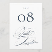 Elegante Marine op Witte Huwelijk 5 x 7 Tafelnumme Kaart (Achterkant)