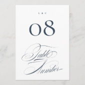 Elegante Marine op Witte Huwelijk 5 x 7 Tafelnumme Kaart (Voorkant)