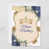 Elegante Marine Prinses Witte Bloemen Quiñceanera Kaart (Achterkant)