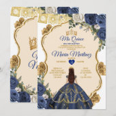 Elegante Marine Prinses Witte Bloemen Quiñceanera Kaart (Voorkant / Achterkant)