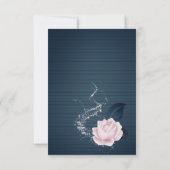 Elegante marine & roze bloemen botanisch bedankkaart (Achterkant)