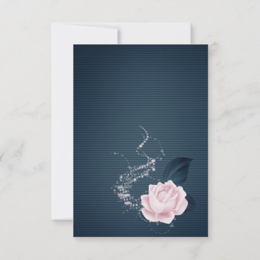 Elegante marine & roze bloemen botanisch bedankkaart (Achterkant)