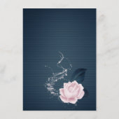 Elegante marine & roze bloemen details informatiekaartje (Achterkant)