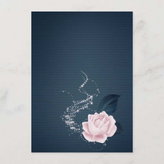 Elegante marine & roze bloemen details informatiekaartje (Achterkant)