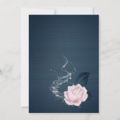 Elegante marine & roze bloemenhart verjaardag kaart (Achterkant)