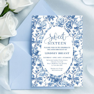Elegante marine rozen digitale bloem sweet sixteen kaart