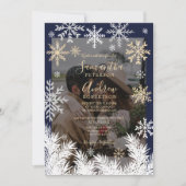 Elegante Marine Rustieke Winter Snowflakes Wedding Kaart (Voorkant)
