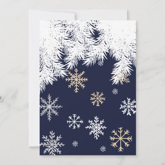 Elegante Marine Rustieke Winter Snowflakes Wedding Kaart (Achterkant)