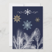 Elegante Marine Rustieke Winter Snowflakes Wedding Kaart (Achterkant)