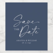 Elegante Marine Save the Date Wijnlabel Wijn Etiket (Enkel label)