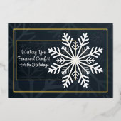 Elegante marine sneeuwvlok foto folie kerstkaart folie feestdagenkaart (Voorkant)