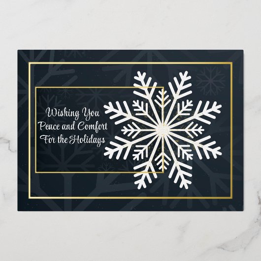 Elegante marine sneeuwvlok foto folie kerstkaart folie feestdagenkaart (Voorkant)