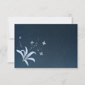 Elegante marine & stoffige blauwe bloemen botanisc bedankkaart (Achterkant)