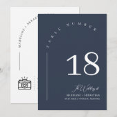 Elegante Marine Trouwstoel Grafiek Tafelnummer (Voorkant / Achterkant)