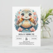 Elegante Marine Turtle Meisje Verjaardag Kaart (Staand voorkant)