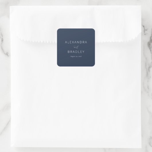 Elegante marine typografie vierkante sticker (Tas)