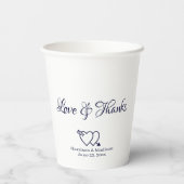 Elegante marine wit aangepaste script harten bruil papieren bekers (Achterkant)
